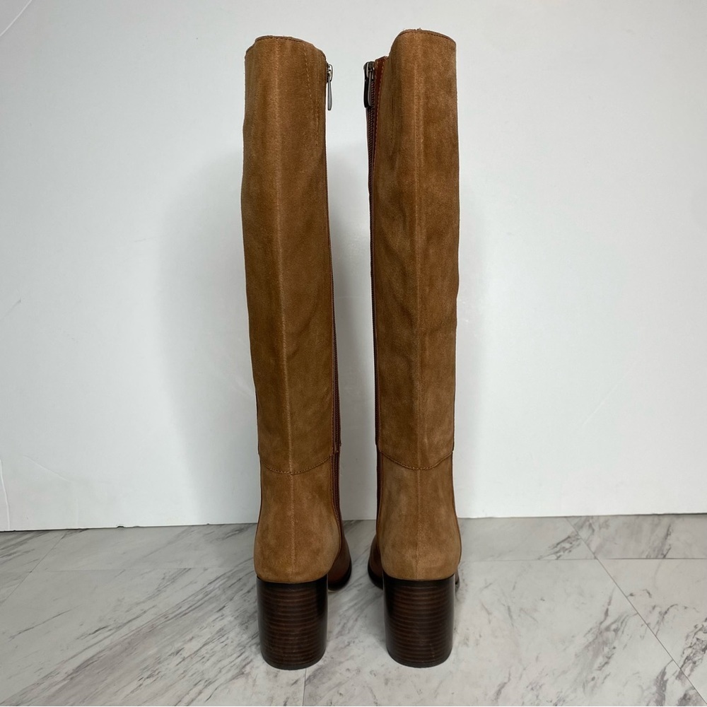 Paige Caroline Brown Leather Suede Heeled Knee High Boot 9 - Picture 3 of 16